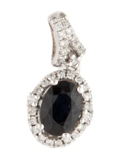 Pre-owned Pendant 14k Sapphire & Diamond Halo  In Multi