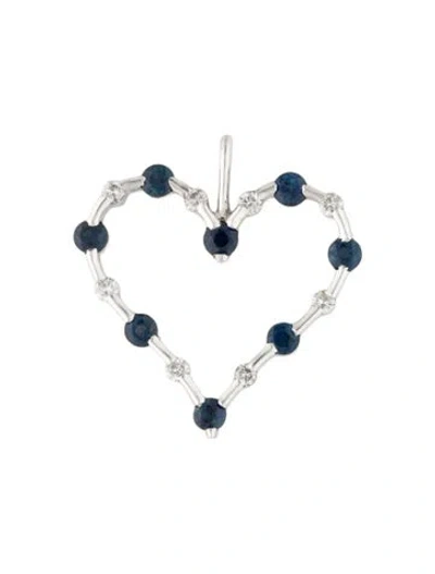 Pre-owned Pendant 14k Sapphire & Diamond Heart  In Multi