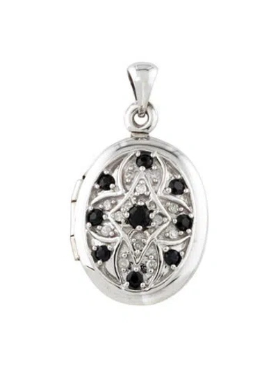 Pre-owned Pendant 14k Sapphire & Diamond Locket, 1.5" In Multi