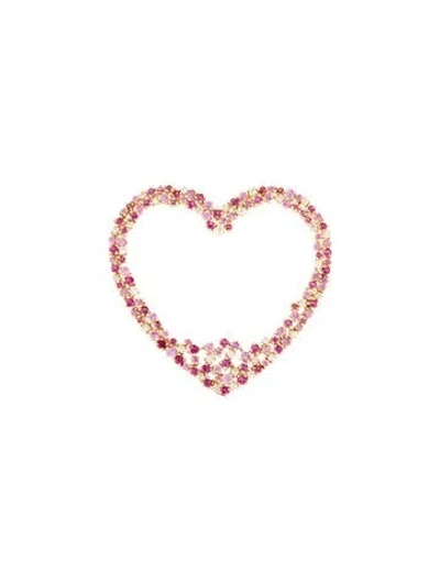 Pre-owned Pendant 14k Sapphire & Diamond Open Heart  In Multi