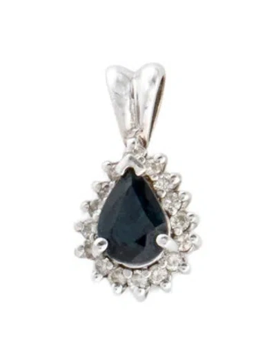 Pre-owned Pendant 14k Sapphire & Diamond , 0.75" In Multi