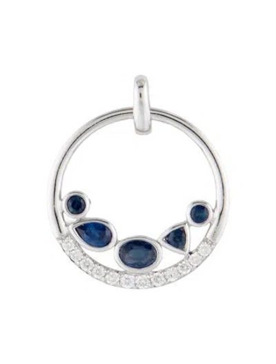 Pre-owned Pendant 14k Sapphire & Diamond , 0.75" In Multi