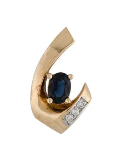 Pre-owned Pendant 14k Sapphire & Diamond , 1" In Multi