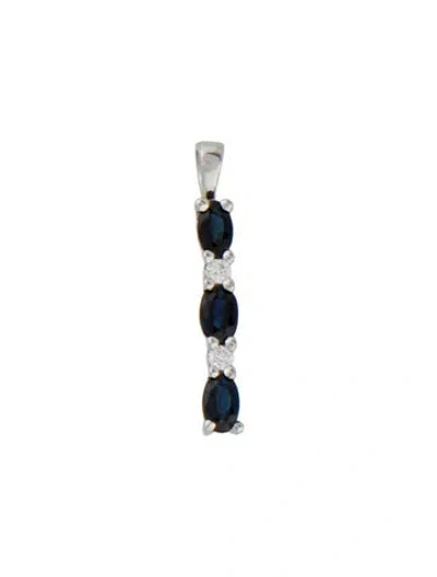 Pre-owned Pendant 14k Sapphire & Diamond , 1" In Multi
