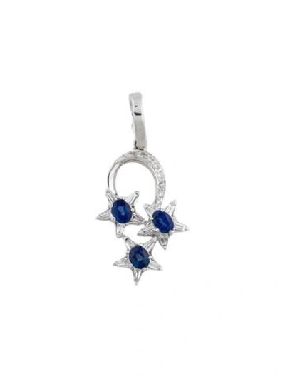 Pre-owned Pendant 14k Sapphire & Diamond , 1.25" In Multi
