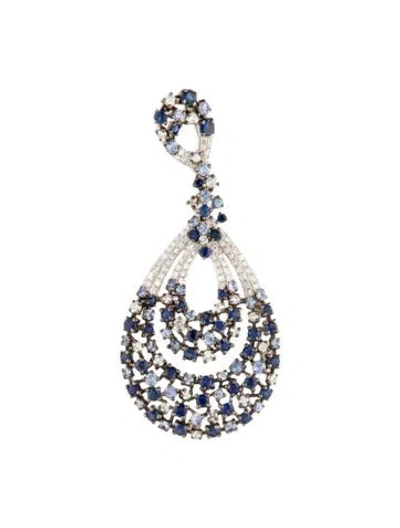 Pre-owned Pendant 14k Sapphire And Diamond , 2" In Multi