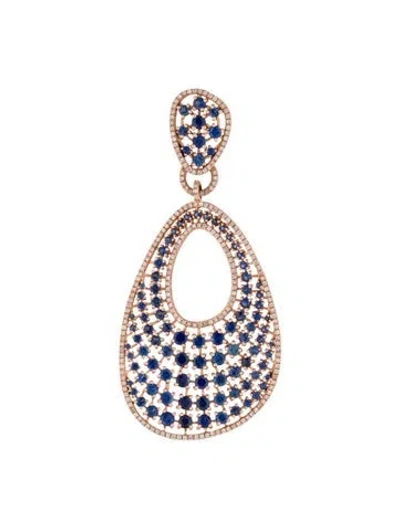 Pre-owned Pendant 14k Sapphire & Diamond  In Blue