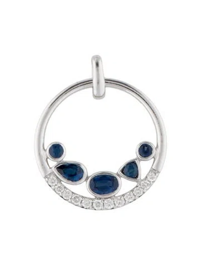Pre-owned Pendant 14k Sapphire & Diamond  In Multi