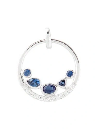 Pre-owned Pendant 14k Sapphire & Diamond  In Multi