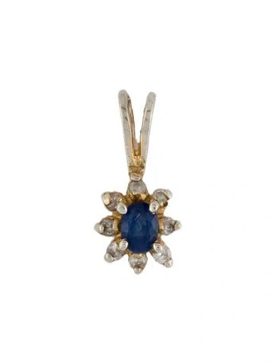 Pre-owned Pendant 14k Sapphire & Diamond  In Multi