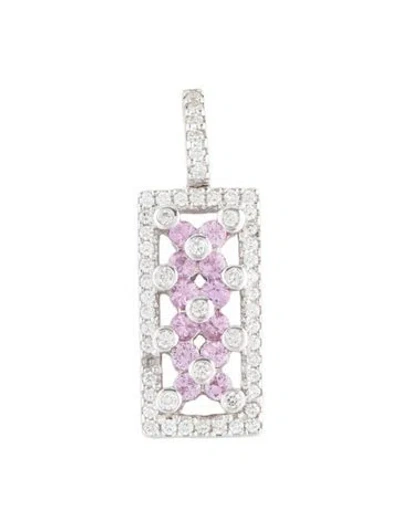 Pre-owned Pendant 14k Sapphire & Diamond  In Multi