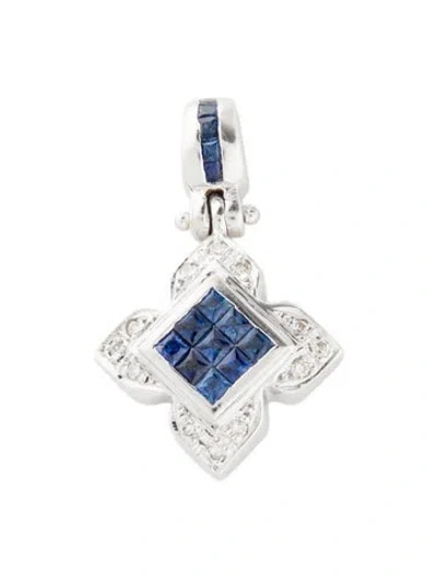 Pre-owned Pendant 14k Sapphire & Diamond  In Multi