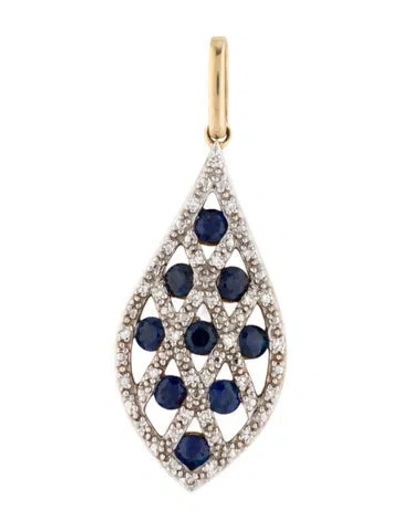 Pre-owned Pendant 14k Sapphire & Diamond  In Multi