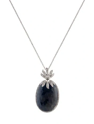 Pre-owned Pendant 14k Sapphire & Diamond  Necklace, 16" In Multi