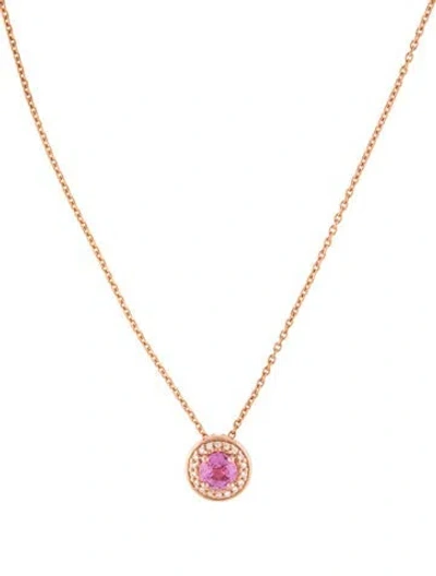 Pre-owned Pendant 14k Sapphire & Diamond  Necklace, 18" In Multi