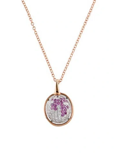 Pre-owned Pendant 14k Sapphire & Diamond  Necklace, 18" In Multi