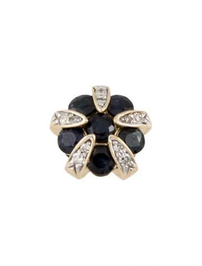 Pre-owned Pendant 14k Sapphire & Diamond Slide  In Multi