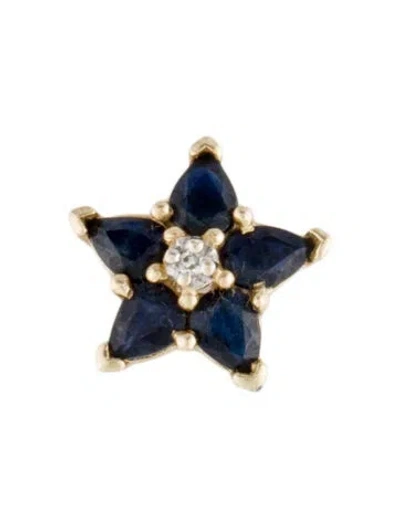 Pre-owned Pendant 14k Sapphire & Diamond Star  In Multi