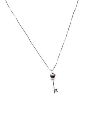 Pre-owned Pendant 14k Sapphire Heart Key  Necklace, 16" In Multi