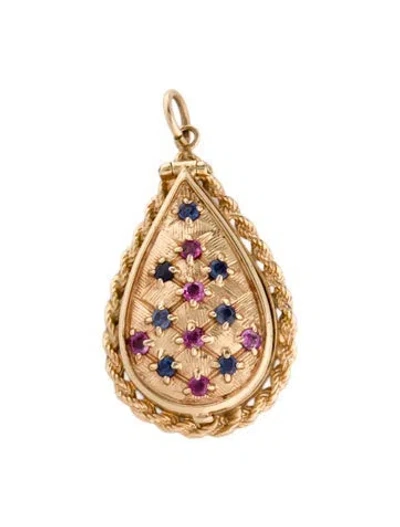 Pre-owned Pendant 14k Sapphire Locket  In Multi