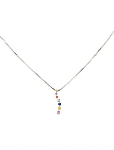 Pre-owned Pendant 14k Sapphire  Necklace, 17" In Multi