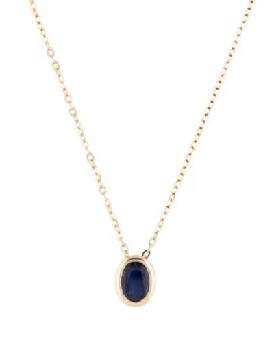 Pre-owned Pendant 14k Sapphire  Necklace, 18" In Multi