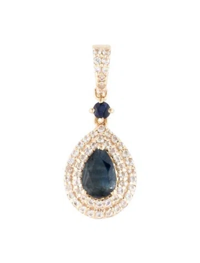 Pre-owned Pendant 14k Sapphire  Necklace In Multi