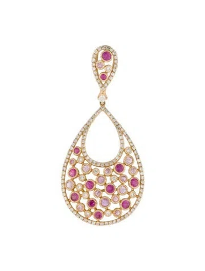 Pre-owned Pendant 14k Sapphire, Ruby & Diamond  In Multi