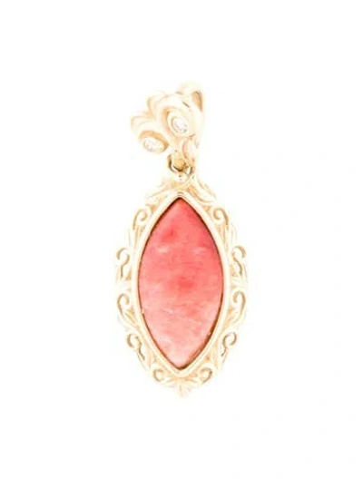 Pre-owned Pendant 14k Shell & Diamond  In Multi