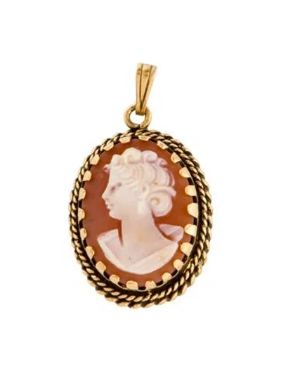 Pre-owned Pendant 14k Shell Cameo , 1" In Multi