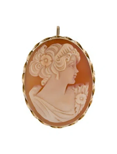 Pre-owned Pendant 14k Shell Cameo  Brooch In Multi