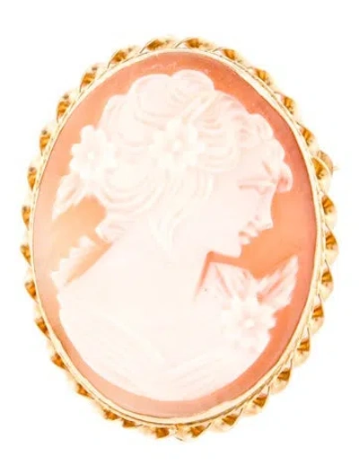 Pre-owned Pendant 14k Shell Cameo  Brooch In Multi