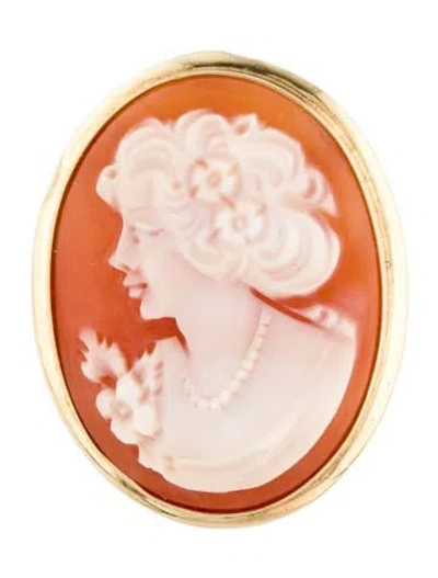 Pre-owned Pendant 14k Shell Cameo  Brooch Pin In White