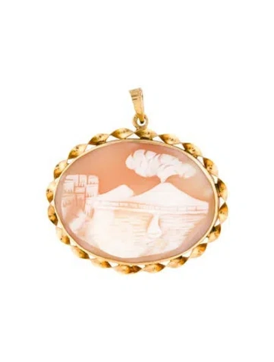 Pre-owned Pendant 14k Shell Cameo  In Multi
