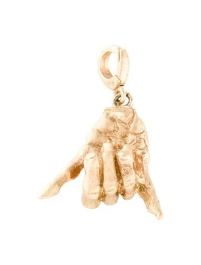 Pre-owned Pendant 14k Skeleton Shaka Sign , 1" In Multi