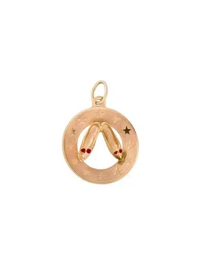 Pre-owned Pendant 14k Slippers Circle  In Multi