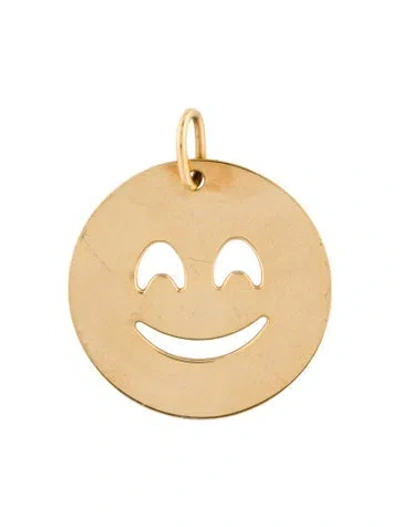Pre-owned Pendant 14k Smiley Face Circle  In Multi