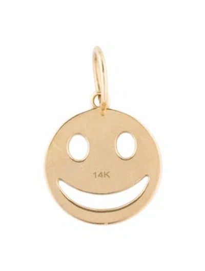 Pre-owned Pendant 14k Smiley Face , 1" In Black