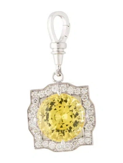 Pre-owned Pendant 14k Synthetic Sapphire & Lab-grown Diamond , 1.25" In Multi