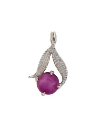 Pre-owned Pendant 14k Synthetic Star Ruby  In Multi