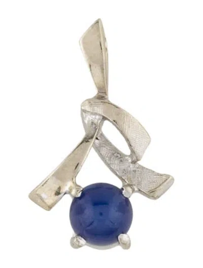 Pre-owned Pendant 14k Synthetic Star Sapphire  In Multi