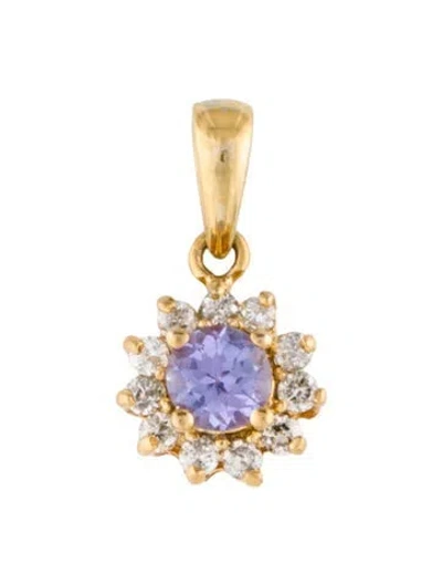 Pre-owned Pendant 14k Tanzanite & Diamond , 0.5" In Multi