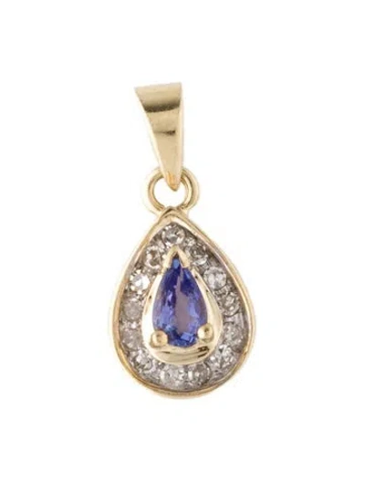 Pre-owned Pendant 14k Tanzanite & Diamond , 0.75" In Multi