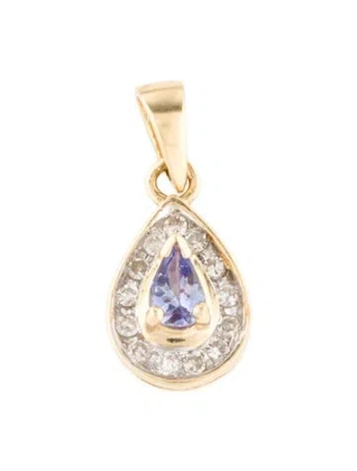 Pre-owned Pendant 14k Tanzanite & Diamond , 0.75" In Multi