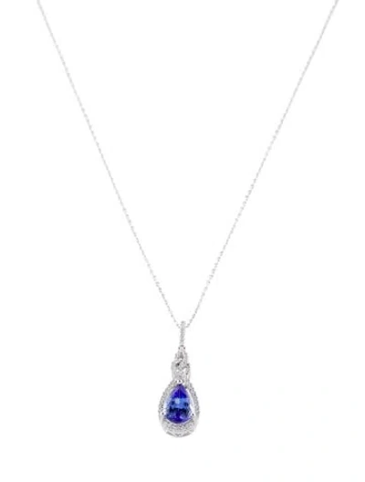 Pre-owned Pendant 14k Tanzanite & Diamond  Necklace, 18" In Multi