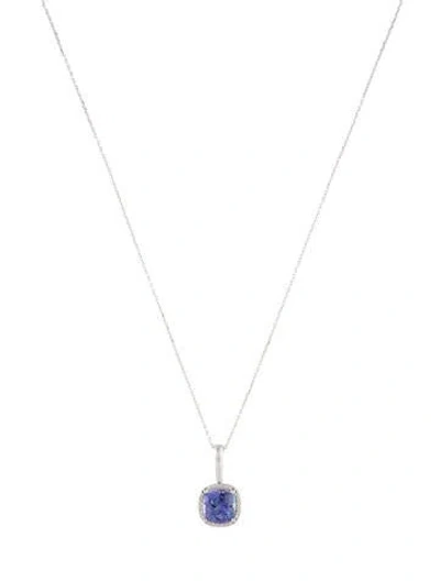 Pre-owned Pendant 14k Tanzanite & Diamond  Necklace, 18" In Multi