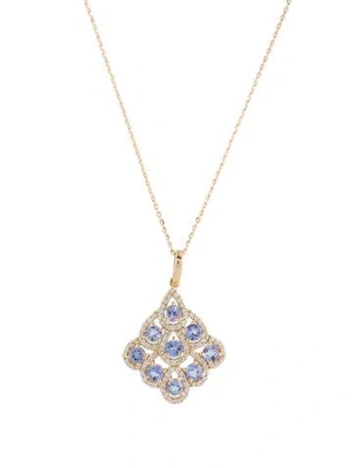 Pre-owned Pendant 14k Tanzanite & Sapphire  Necklace, 18" In Multi