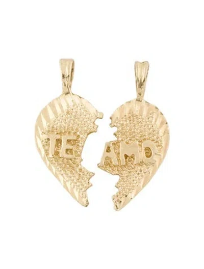 Pre-owned Pendant 14k 'te Amo' Split Heart  In Multi