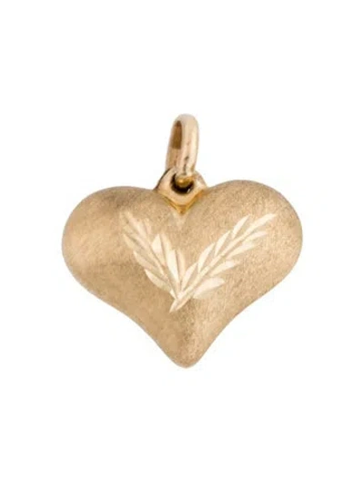 Pre-owned Pendant 14k Textured Full Heart Drop  In Multi