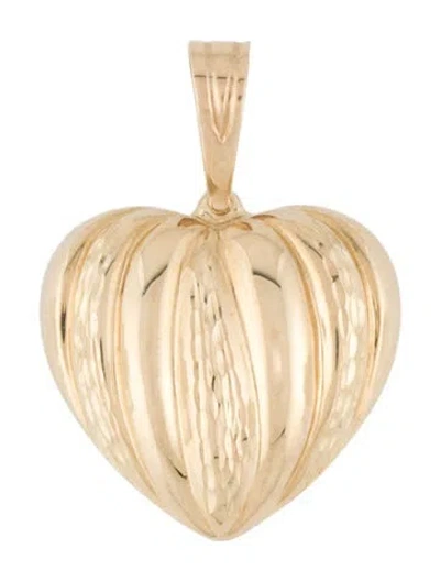 Pre-owned Pendant 14k Textured Puffy Heart  In Multi